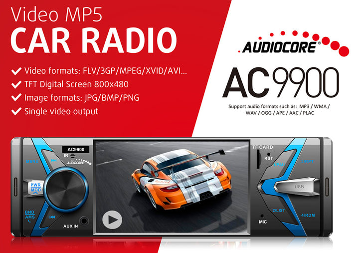 Autorádio Audiocore AC9900 MP5 AVI DivX Bluetooth hadsfree + ovladač