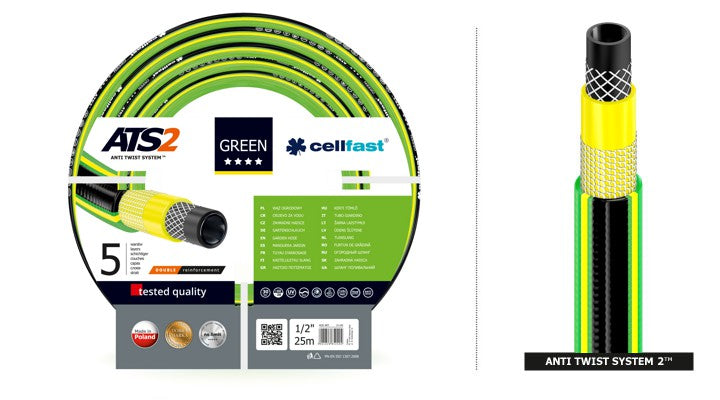 Zahradní hadice zelená  1/2 '' 25 m 5 vrstev Cellfast Green ATS2