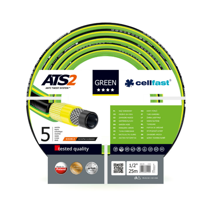 Zahradní hadice zelená  1/2 '' 25 m 5 vrstev Cellfast Green ATS2