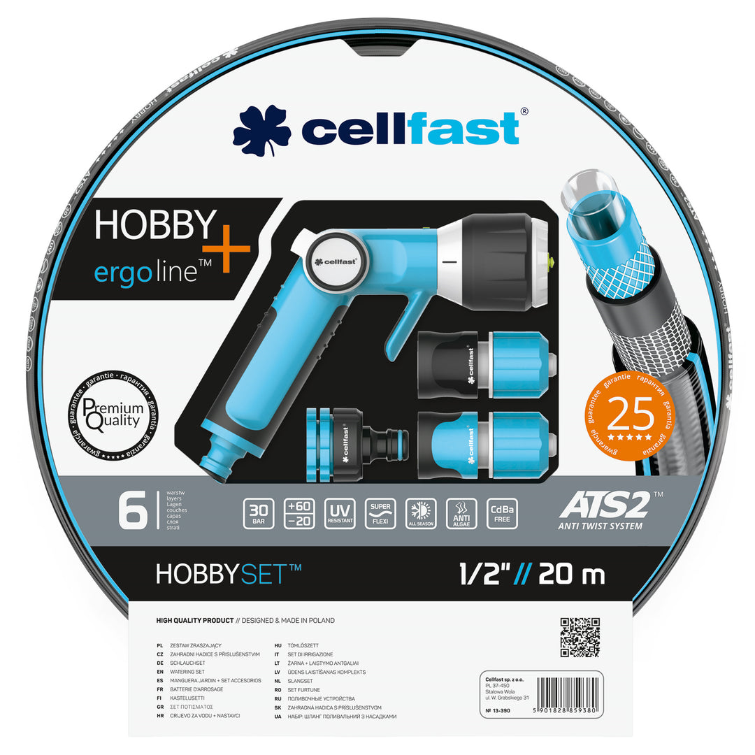 Zahradní sada 20m 1/2 "Zahradní hadice Cellfast Hobby Ergo Line