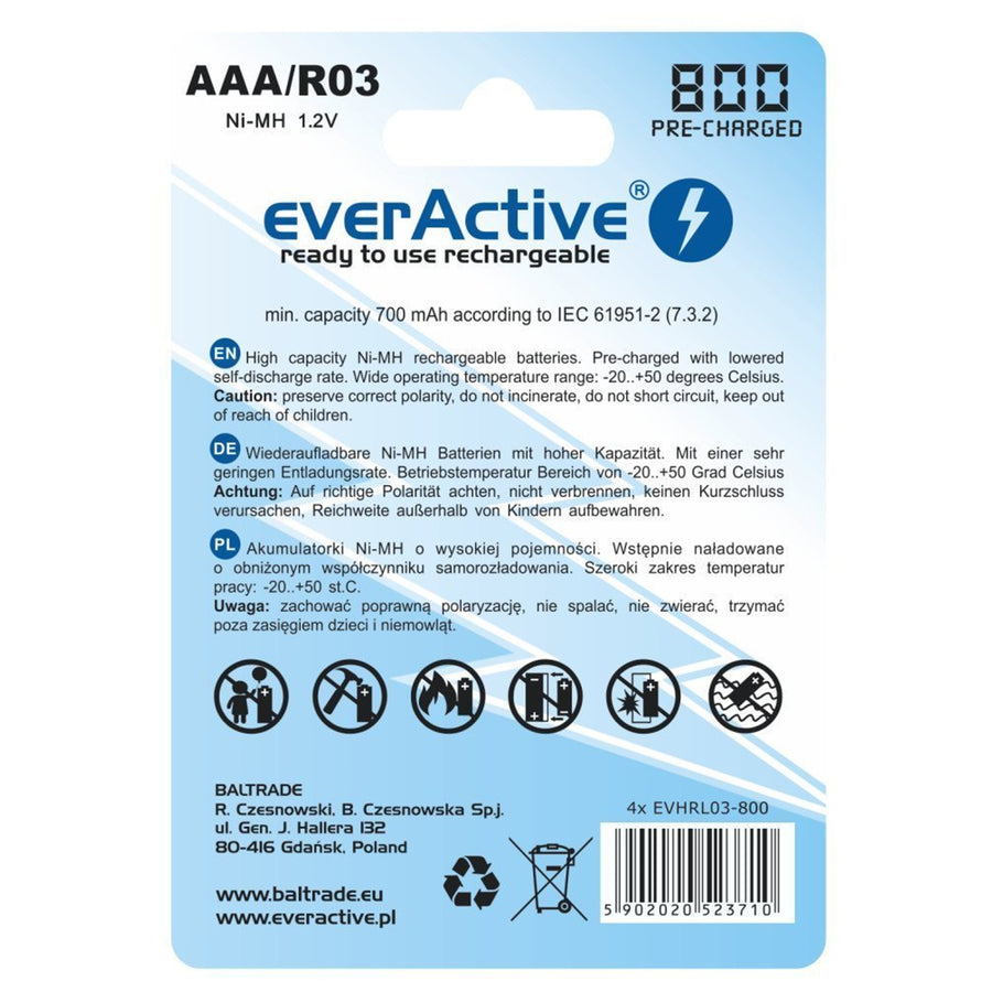 Vysoce kvalitní baterie R03 / AAA 800 mAh EverActive