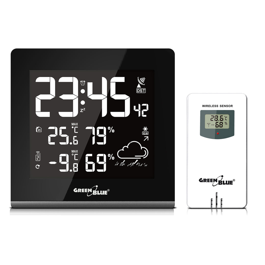 Bezdrátová meteorologická stanice 9 barev GreenBlue GB151 DCF VA LCD