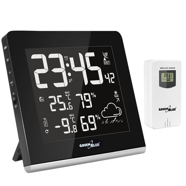 Bezdrátová meteorologická stanice 9 barev GreenBlue GB151 DCF VA LCD