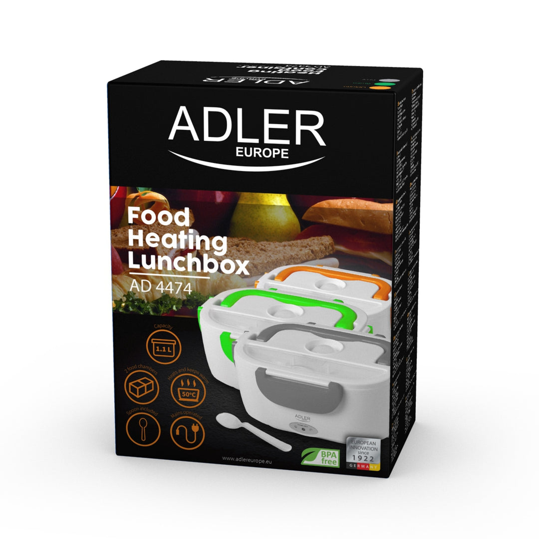 LUNCHBOX vyhřívaný elektrický ADLER LUNCH BOX nosič na jídlo šedý termo kontejner - pro snadné a rychlé zahřívání jídla