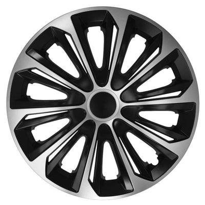 Poklice na kola 15" STRONG DUOCOLOR, černé a stříbrné, 4 kusy