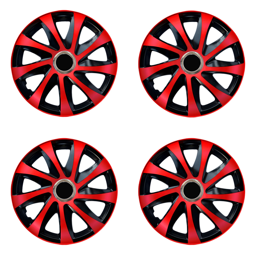 Poklice na kola 16" NRM DRIFT EXTRA, červená a černá, 4 kusy