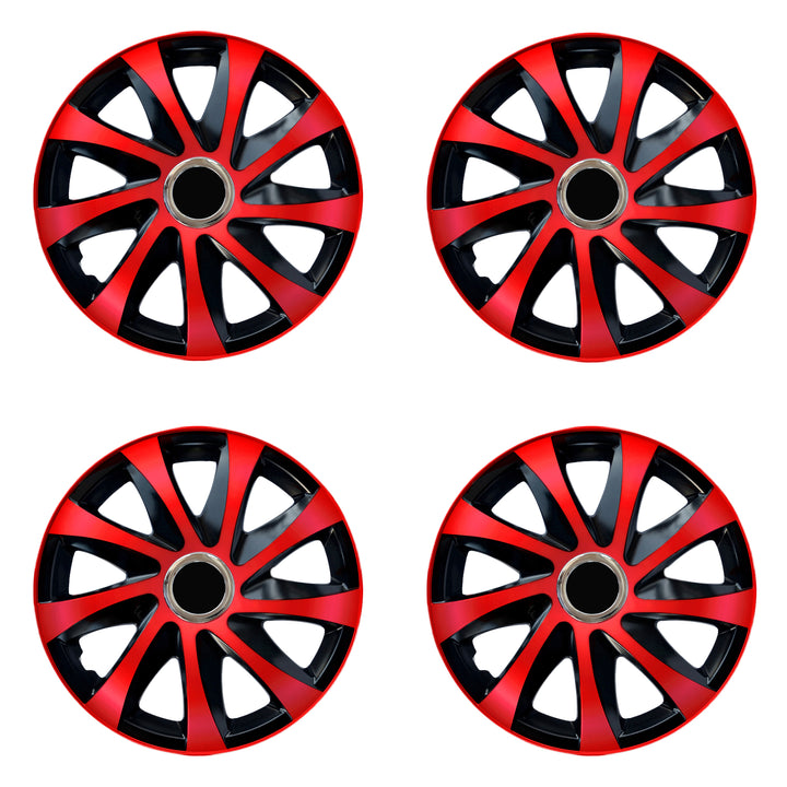 Poklice na kola 16" NRM DRIFT EXTRA, červená a černá, 4 kusy