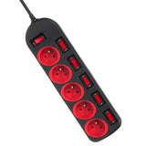 Napájecí lišta Maclean, prodlužovací kabel s 5 zásuvkami, s vypínači, 250VAC/10A, 1,5 m, MCE204
