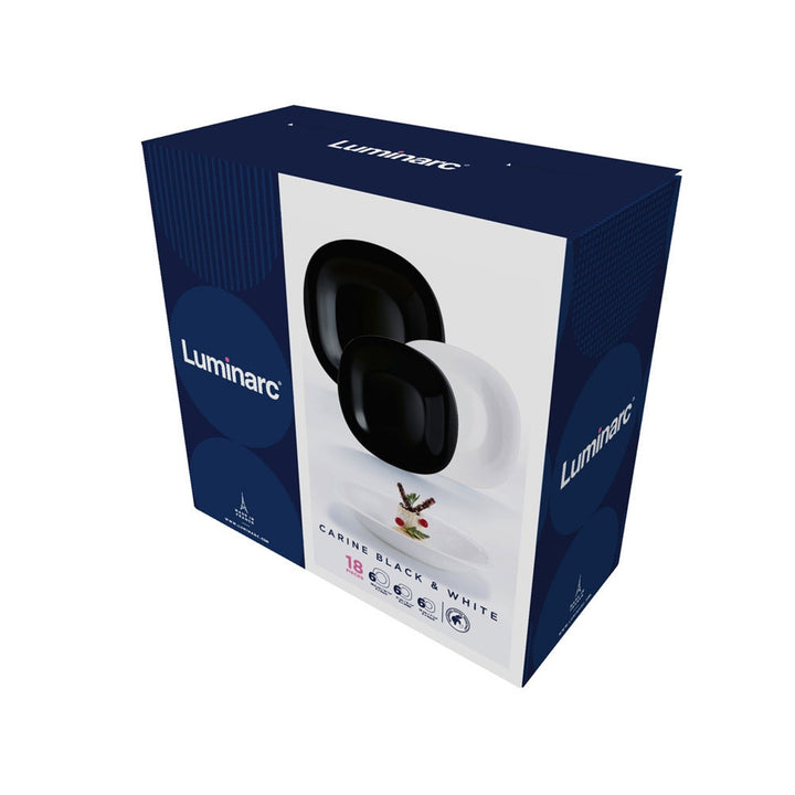 Jídelní set Carine Neo White & Black 18 kusů LUMINARC