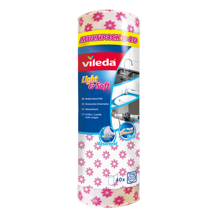 Vileda Light & Soft role Utěrka VILEDA Light & Soft role v roli hadřik 40 kusu 40 položek