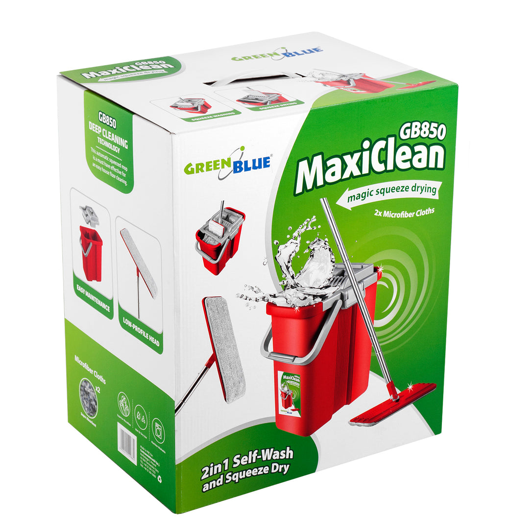 Plochý mop s  ždímačkou  + dva kusy vložky z mikrovlákna HQ GreenBlue Maxiclean GB850