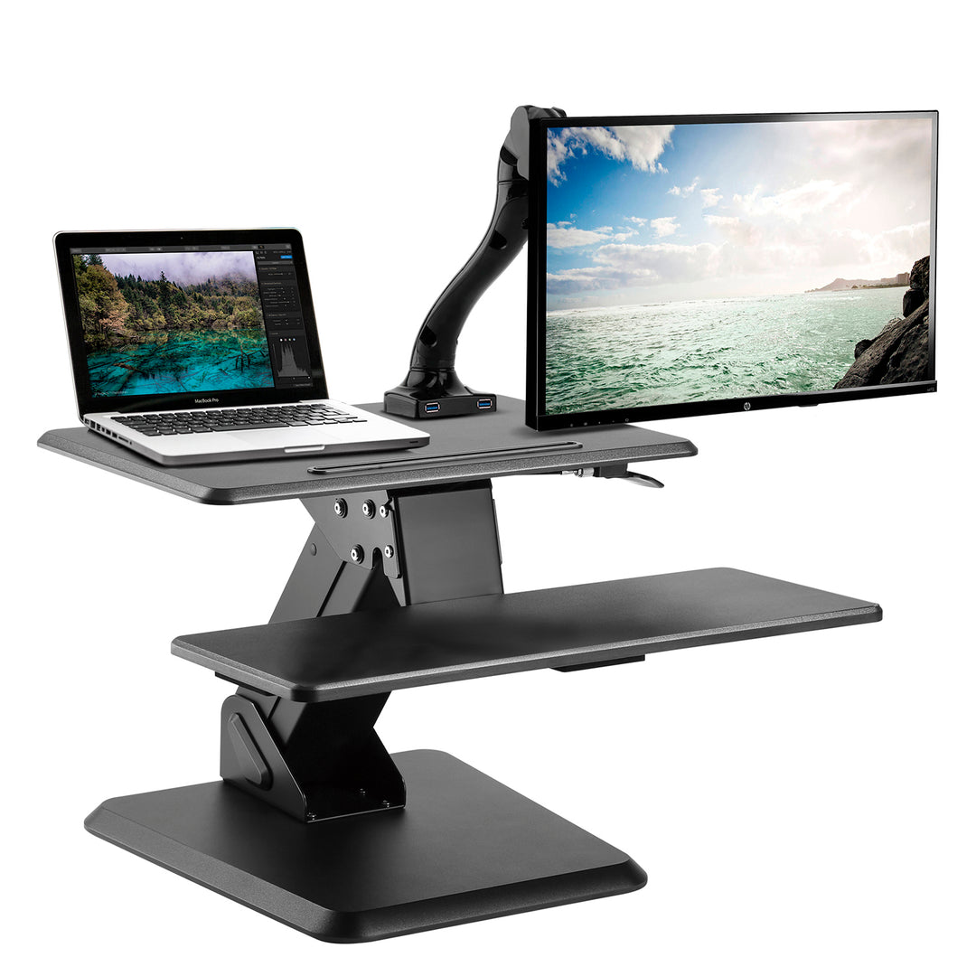 Pracovní stanice stojan pro laptop monitor klavesnice Maclean MC-792 pro prace v stojící poloze