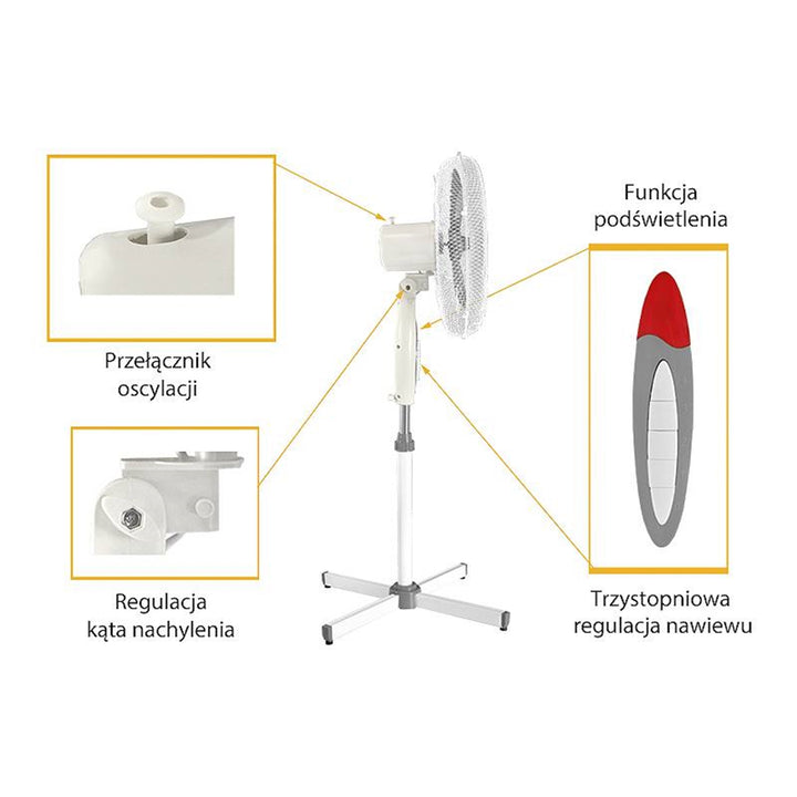 Stojící ventilátor LTC WT01 40W, 16 " bílý, velmí tichý a silný