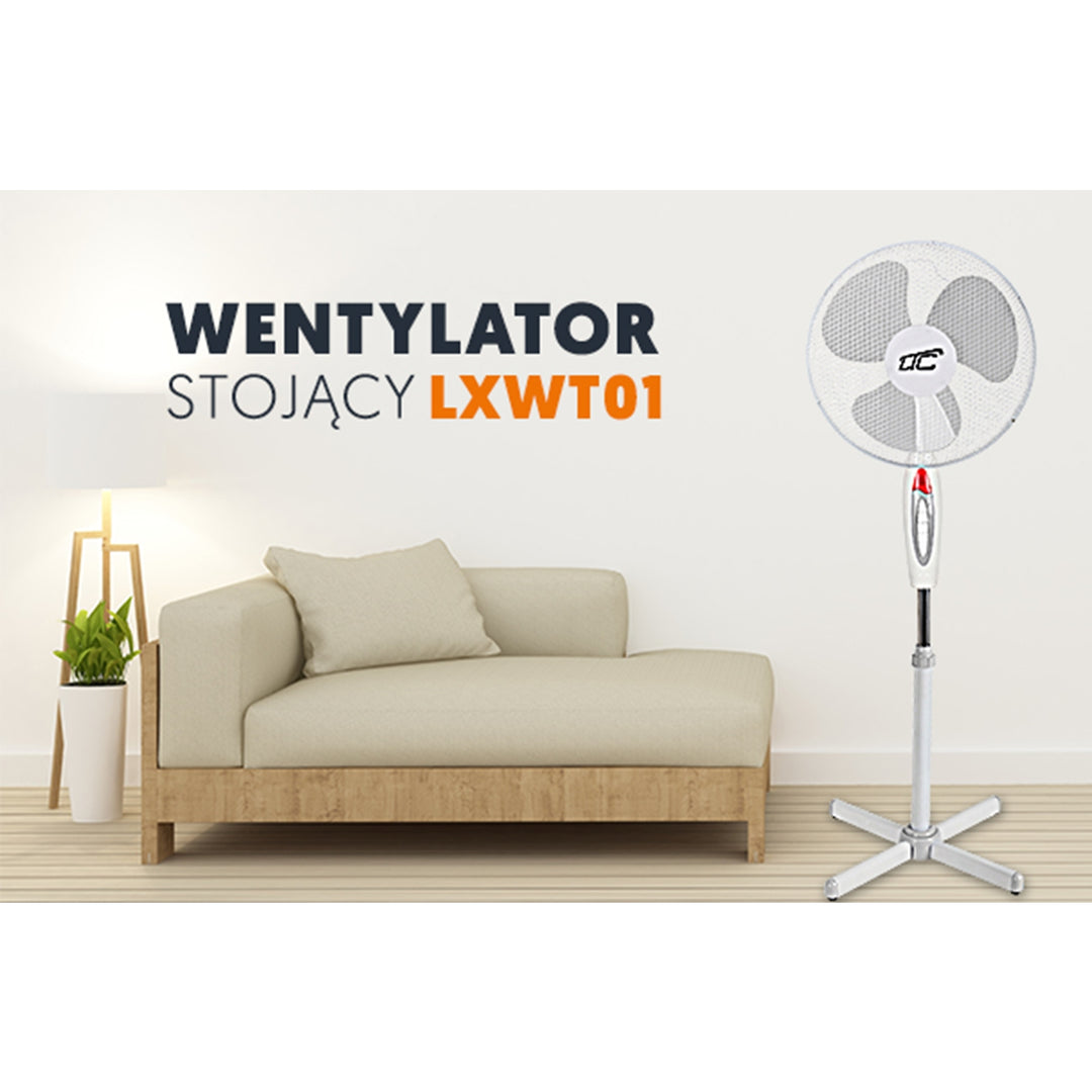 Stojící ventilátor LTC WT01 40W, 16 " bílý, velmí tichý a silný