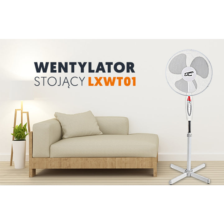 Stojící ventilátor LTC WT01 40W, 16 " bílý, velmí tichý a silný