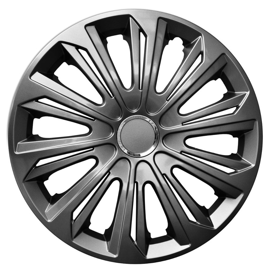 Poklice na kola 15" STRONG plastové, lakovaný grafit, 4 kusy