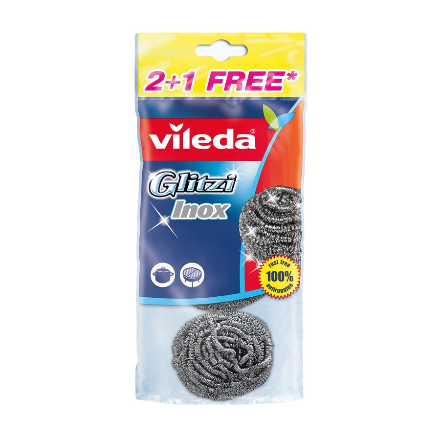Vileda Glitzi Spirálová drátěnka INOX z nerezové oceli 3 kusy
