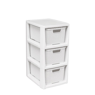 Skříňka se třemi košemi BranQ starožitný bílý moderní design