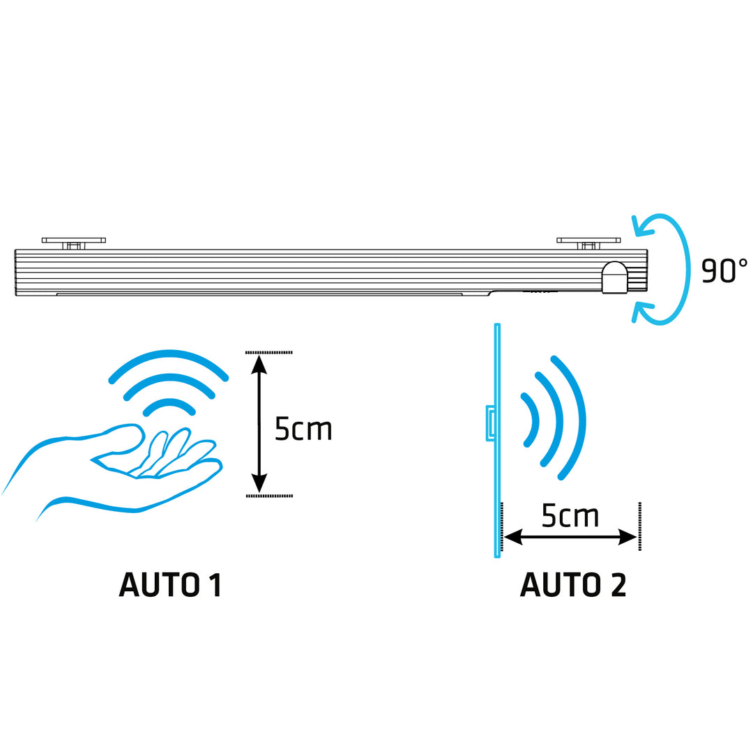 LED lampa s senzorem krátkého dosahu pro skříň Maclean MCE234 4000K, rozsah 15cm, 3xAAA, AUTO1 / OFF / AUTO2,