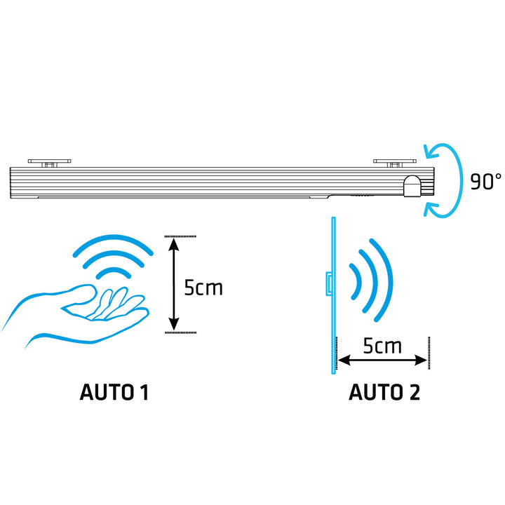 LED lampa s senzorem krátkého dosahu pro skříň Maclean MCE234 4000K, rozsah 15cm, 3xAAA, AUTO1 / OFF / AUTO2,