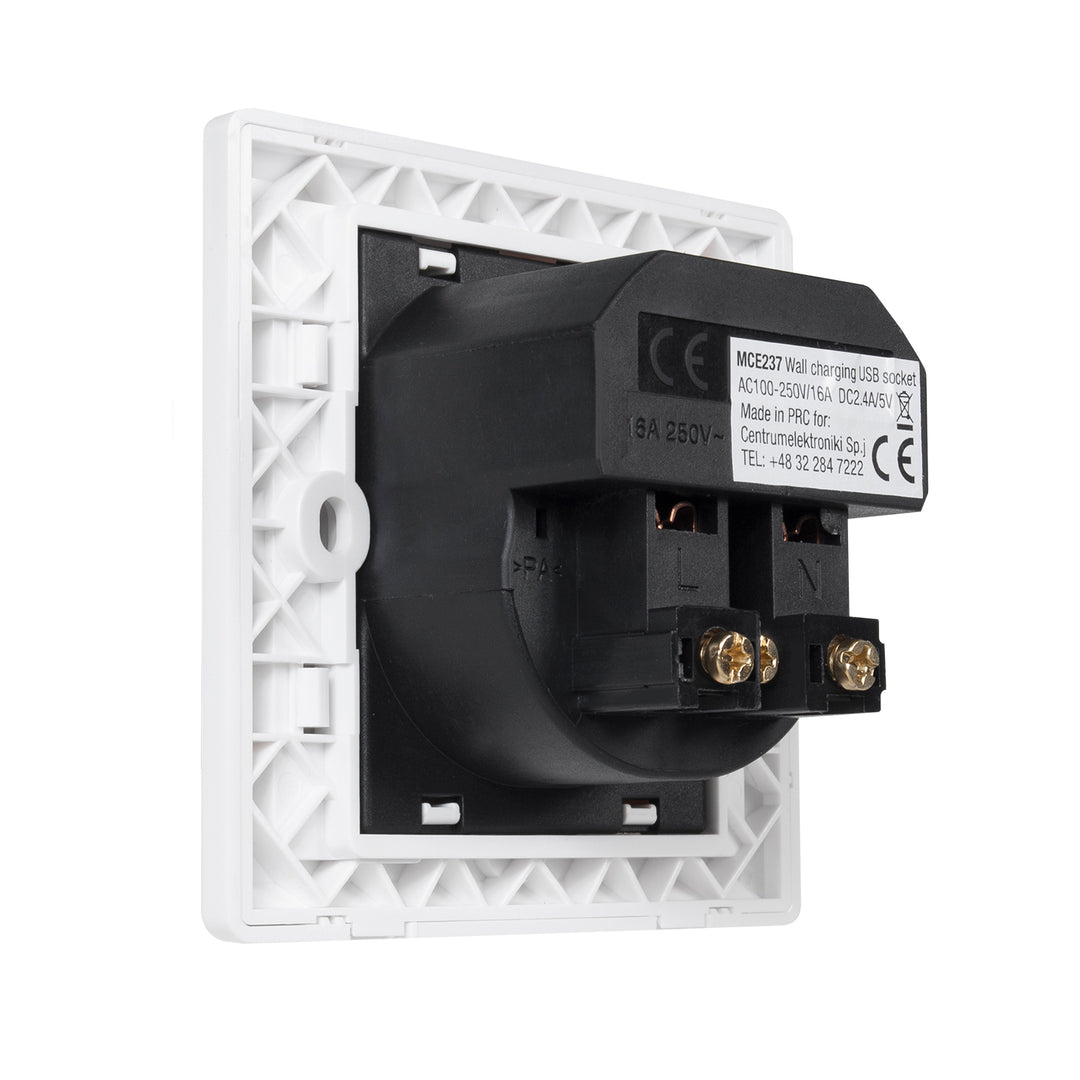 Zásuvka Schuko Nástěnná zásuvka s 2x USB nabíjecími porty 2.4A 2xUSB nabíjecí zásuvky Schuko bezpečnostní zástrčka ...