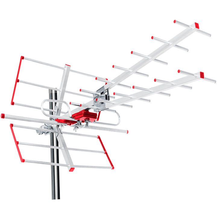 Venkovní televizní anténa DVB-T/T2 H.265 HEVC Combo UHF VHF aktivní max. 100dBµV Maclean MCTV-855 Lte filtr