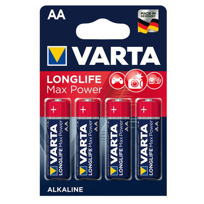4x alkalické baterie Varta Longlife Max Power AA, vysoká kvalita