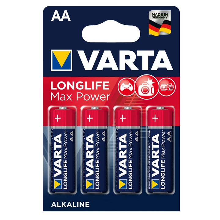 4x alkalické baterie Varta Longlife Max Power AA, vysoká kvalita