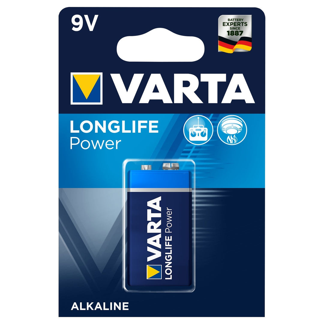 Varta Longlife Power 9V alkalická baterie, vysoká kvalita