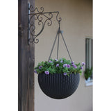 Závěsný květináč Keter Sphere Planter na řetězu - hnědý