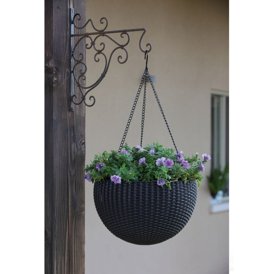 Závěsný květináč Keter Sphere Planter na řetězu - hnědý