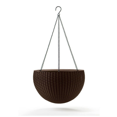 Závěsný květináč Keter Sphere Planter na řetězu - hnědý