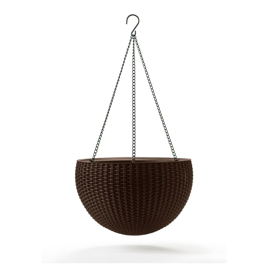 Závěsný květináč Keter Sphere Planter na řetězu - hnědý