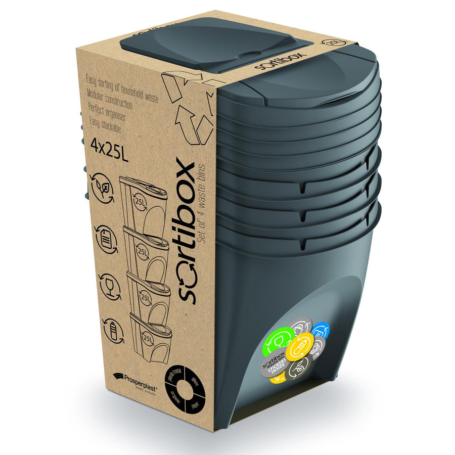 Sada segregačních košů  4x25L Sortibox IKWB20S4-405U - šedá