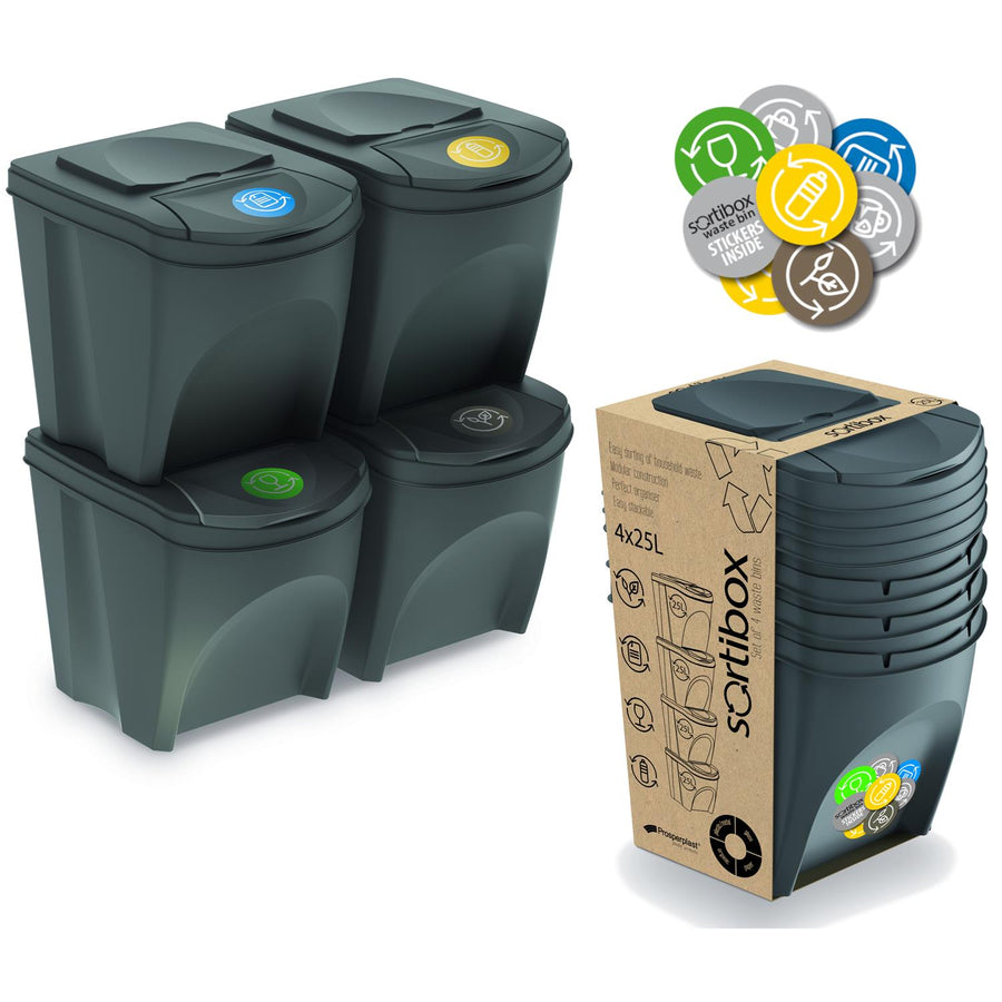 Sada segregačních košů  4x25L Sortibox IKWB20S4-405U - šedá