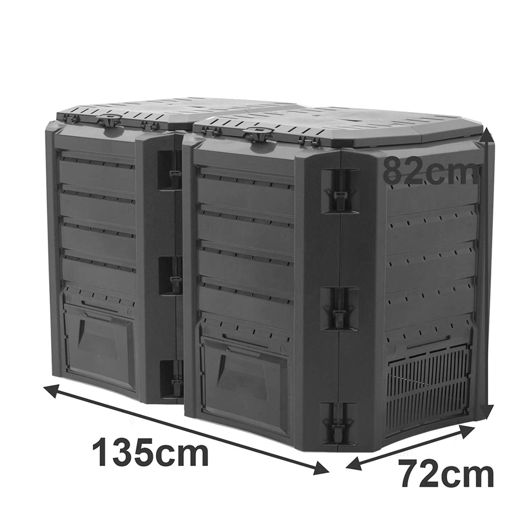 Modulární kompostér 800L dvoukomorový IKLM800C-S411 - černý