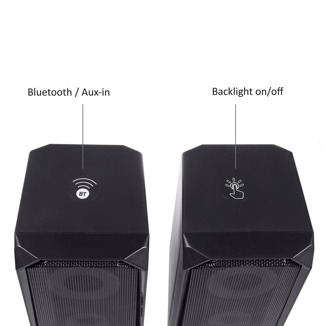 Počítačové reproduktory Bluetooth 4.2, 3,5 mm mini jack, USB 5v Audiocore AC845 černý 10 W - dotykové ovládání