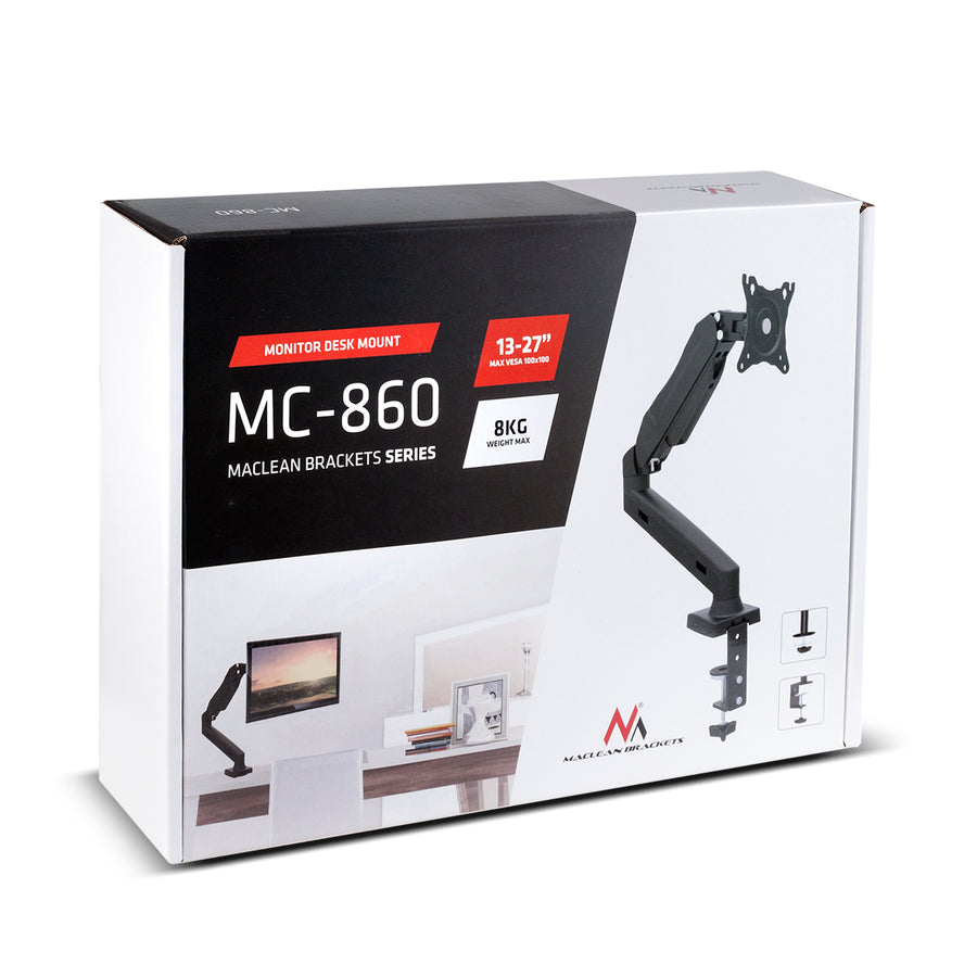 Černý držák LED LCD monitoru Maclean 13 "-27" 8 kg stolní na stůl