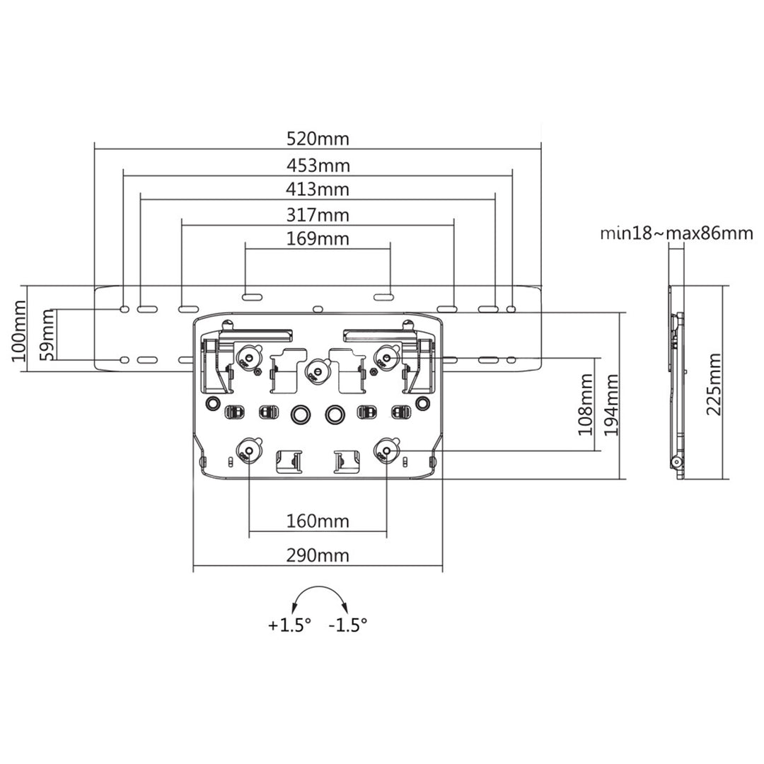 TV QLED Q7 / Q8 / Q9 / Q7FN / Q9FN 75 "Maclean MC-837 max. 50 kg Kompatibilní s televizory Samsung QLED