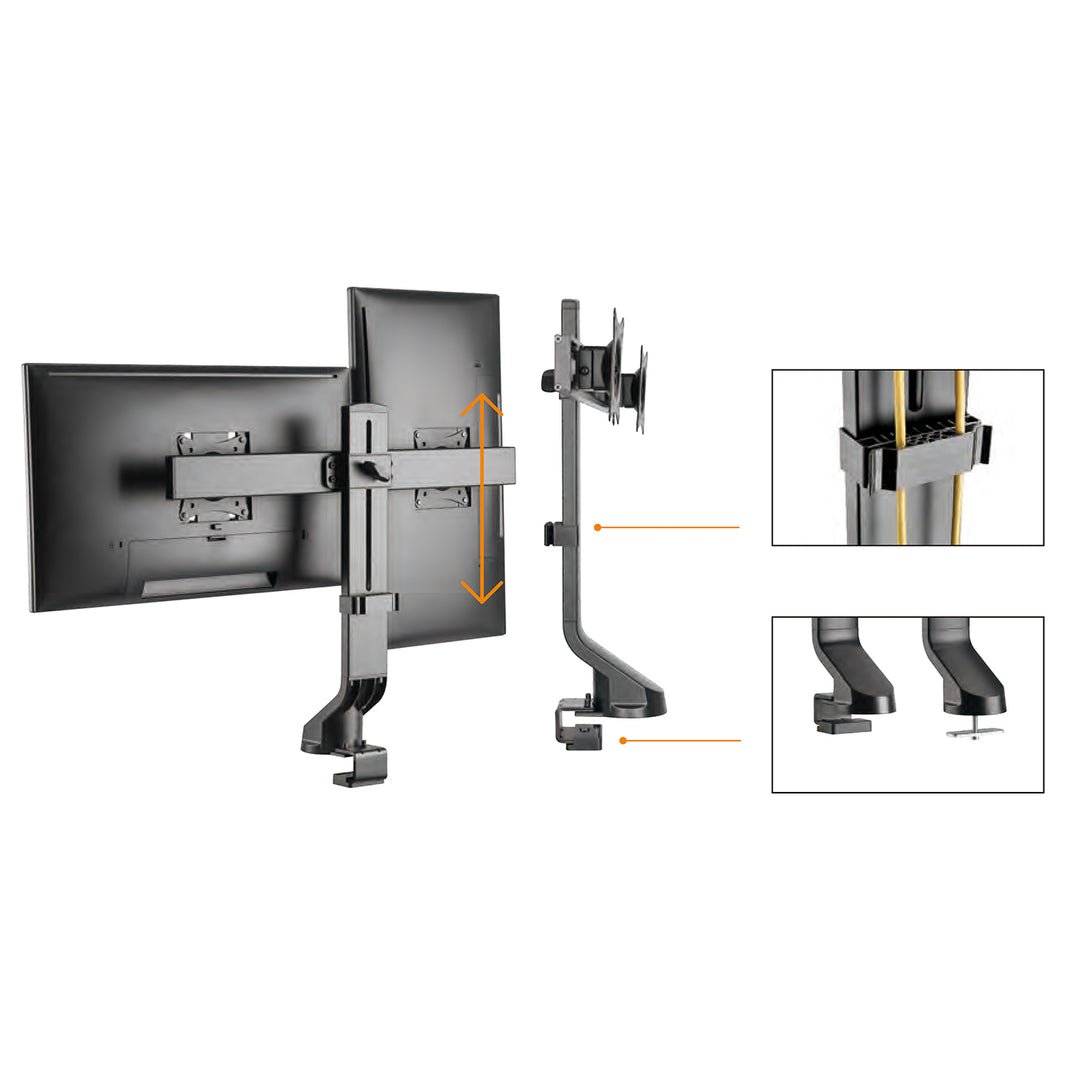 Držák pro dva monitory / dvojitý 17 "-27" 14 kg Maclean MC-854 VESA 75x75 100x100 se hodí pro MC-848 a MC-849