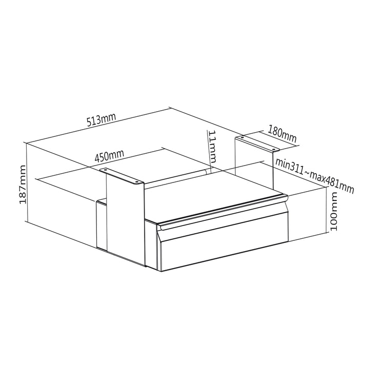 Ergonomická černá zásuvka organizér pod stůl Maclean MC-875 max. 5 kg