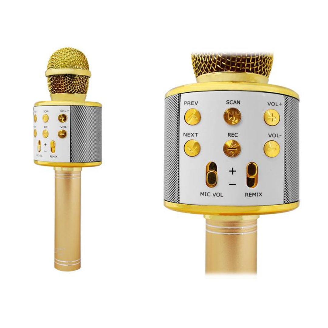 Bluetooth mikrofon s reproduktorem LTC MIC100 zlatý pro karaoke