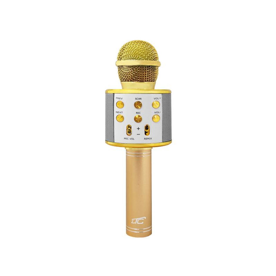 Bluetooth mikrofon s reproduktorem LTC MIC100 zlatý pro karaoke
