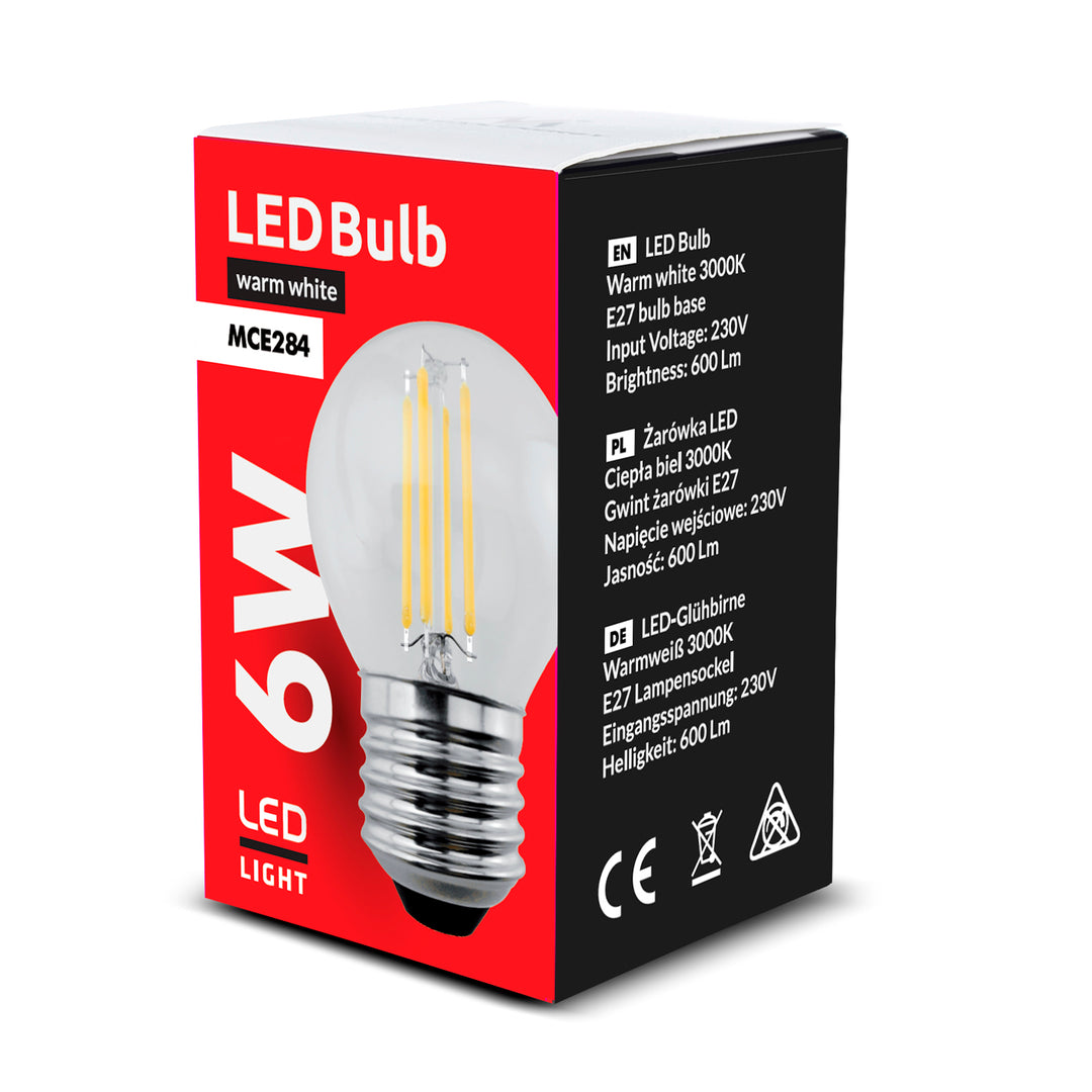 Žárovka LED E27, 6W 230V Maclean Energy MCE284 WW teplá bílá 3000K 720lm retro dekorativní edison