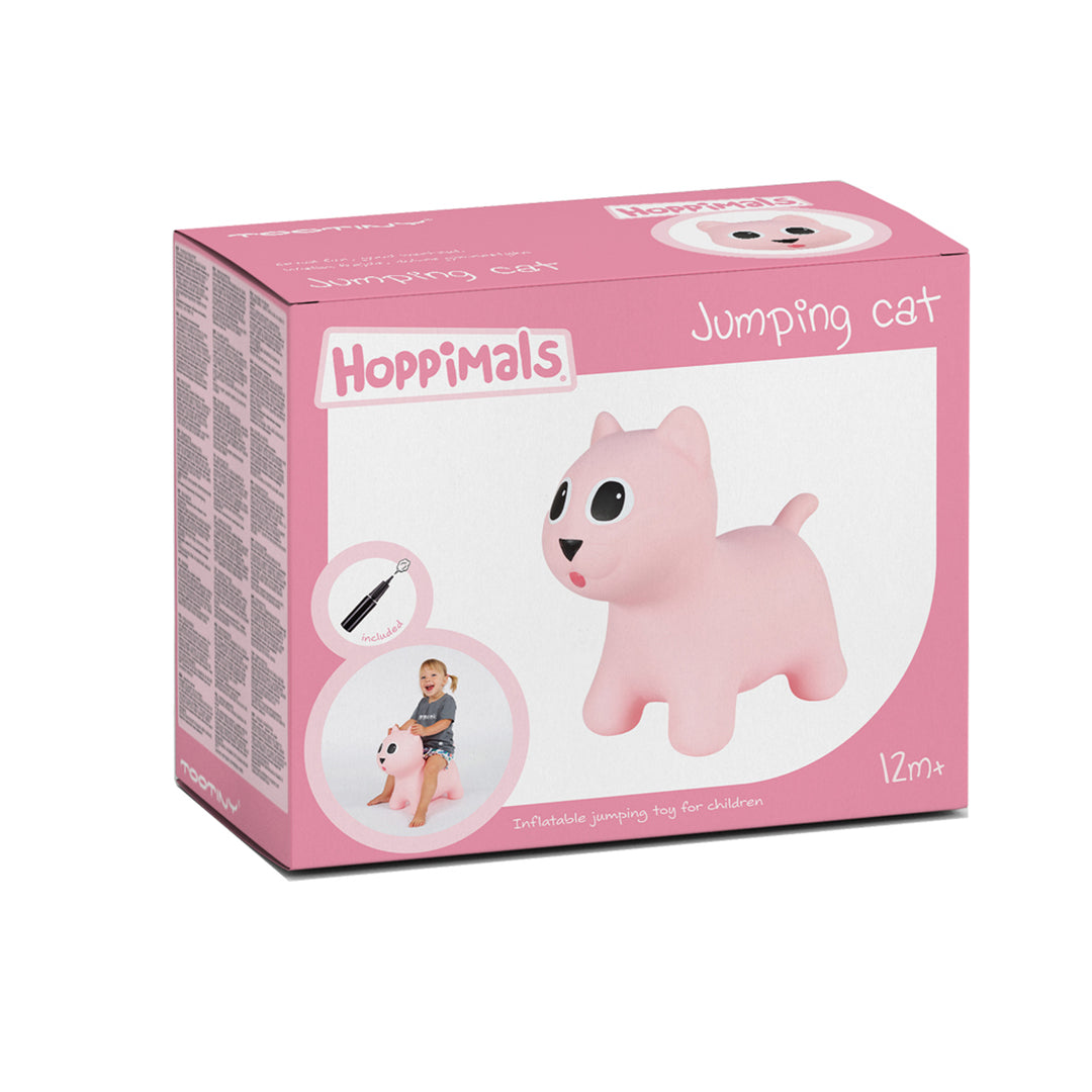 Gumové hopsadlo pro děti Hoppimals s pumpičkou - růžová kočka