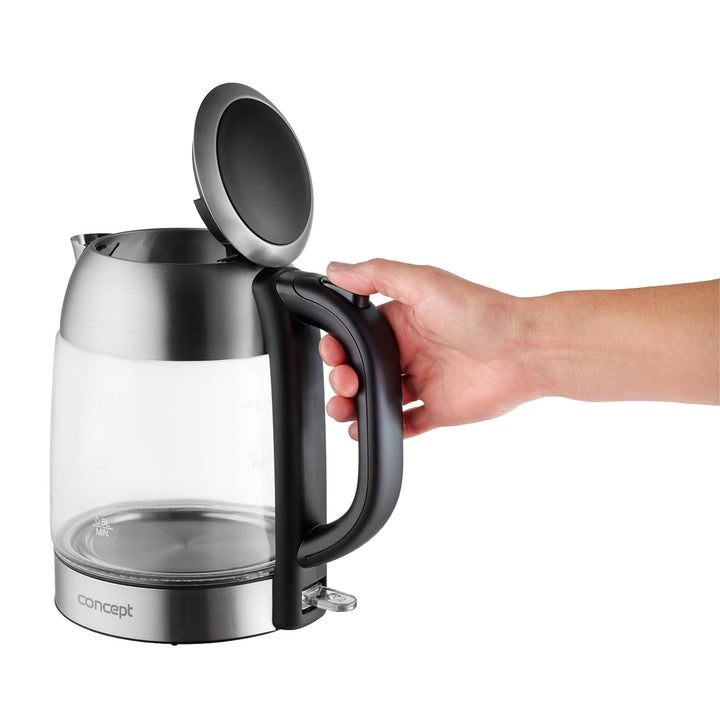 Skleněná rychlovarná konvice 1,7 l Concept RK4080 nerez