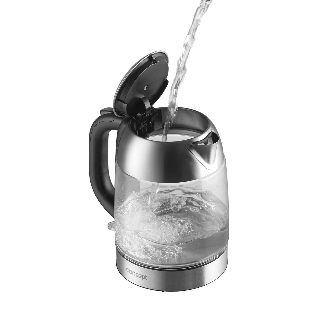 Skleněná rychlovarná konvice 1,7 l Concept RK4080 nerez