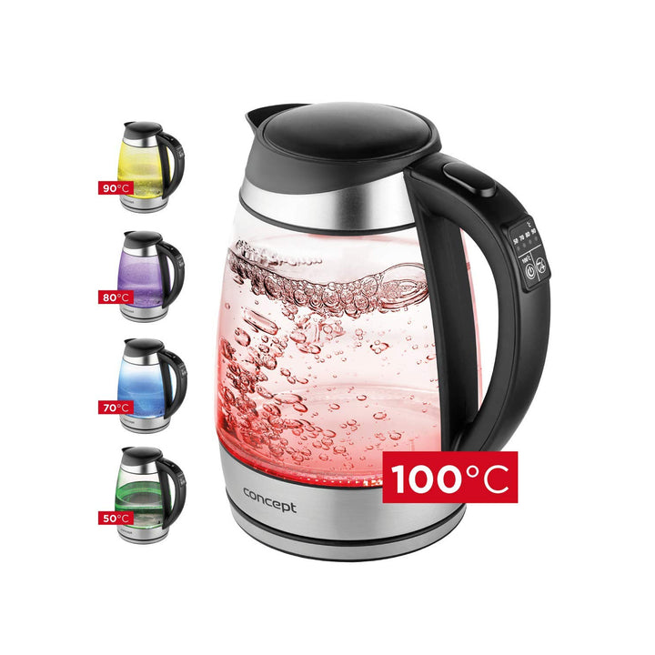 Skleněná rychlovarná konvice 1,7 l s regulací teploty Concept RK4120