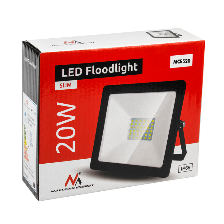 Naświetlacz LED slim 20W, 1600lm teplá bílá (3000K) Maclean Energy MCE520 WW, IP65, PREMIUM