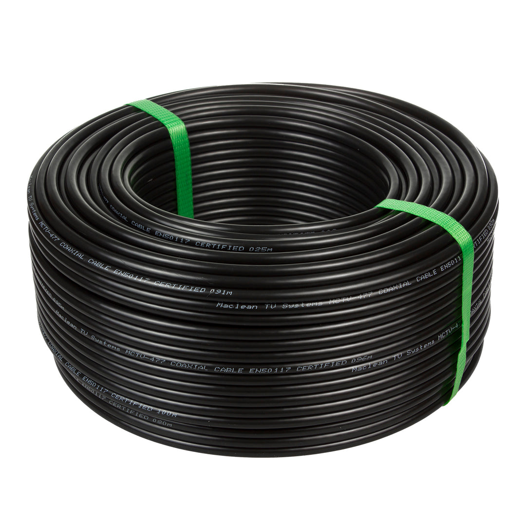 Kabel koaxiální gelový staelitní DVB-T RG6 100M Maclean MCTV-477 1,0CU + 4.6FPE + AL / P + 96 * 0,12AL + 6,8PE
